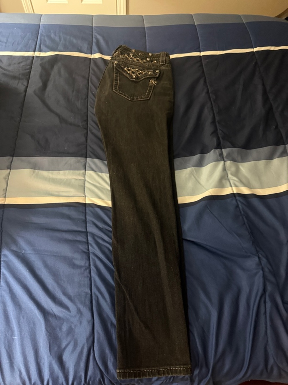 Miss Me Black Skinny Jeans with Embellished Back Pocket - Picture 2 of 4